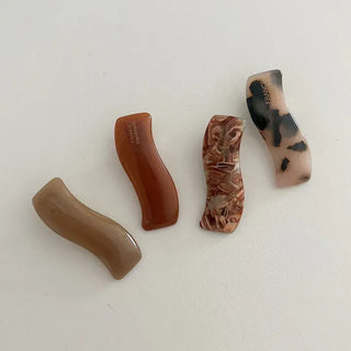 Wavy Marble Cellulose Mini Claw Hairpin