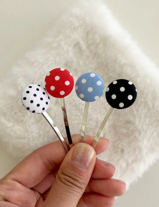 1+1 Polka Dot Button Bobby Pin Mini Side Hair Pin