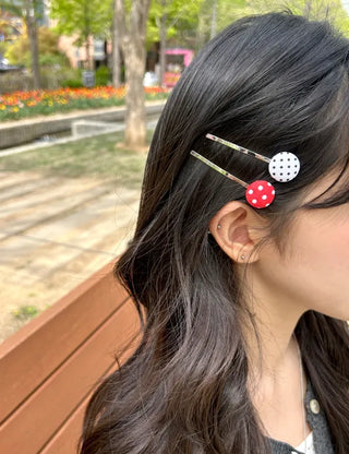 1+1 Polka Dot Button Bobby Pin Mini Side Hair Pin