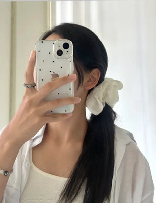 Oversized pleated chiffon scrunchie hair tie