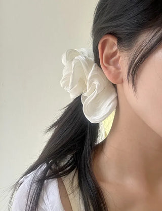 Oversized pleated chiffon scrunchie hair tie