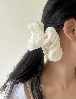 Oversized pleated chiffon scrunchie hair tie