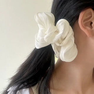 Oversized pleated chiffon scrunchie hair tie