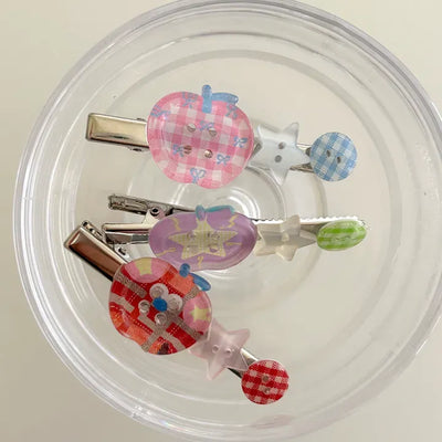 Apple hair clip button side hair mini claw clip