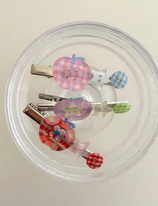 Apple hair clip button side hair mini claw clip