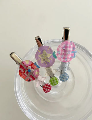 Apple hair clip button side hair mini claw clip