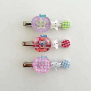 Apple hair clip button side hair mini claw clip