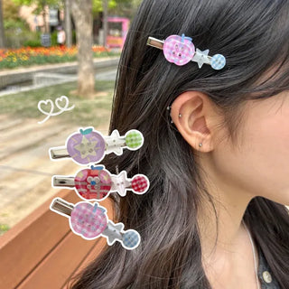 Apple hair clip button side hair mini claw clip