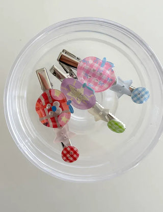 Apple hair clip button side hair mini claw clip