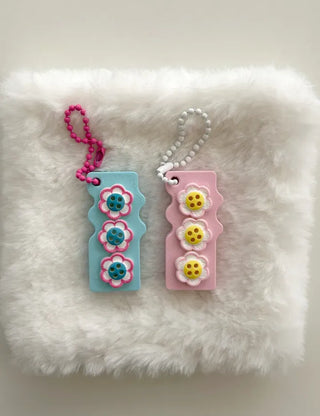 Square can opener keyring wing flower button keychain
