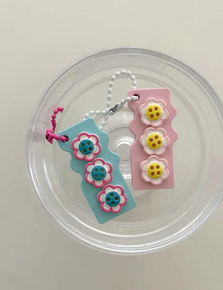 Square can opener keyring wing flower button keychain