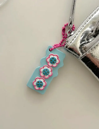 Square can opener keyring wing flower button keychain