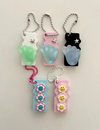 Square can opener keyring wing flower button keychain