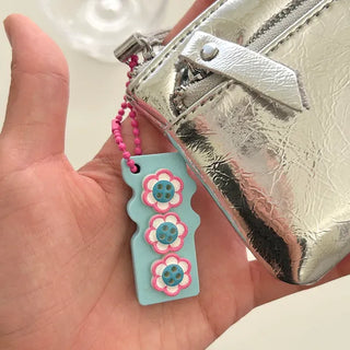 Square can opener keyring wing flower button keychain