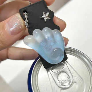 Square can opener keyring wing flower button keychain