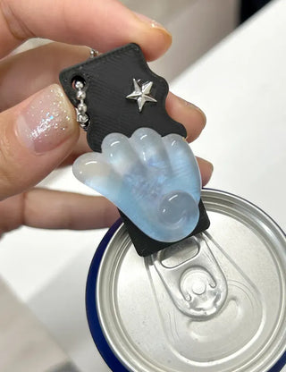 Square can opener keyring wing flower button keychain