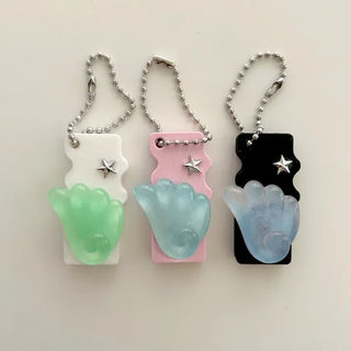 Square can opener keyring wing flower button keychain