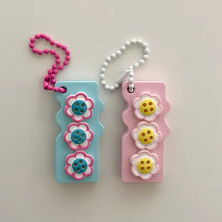 Square can opener keyring wing flower button keychain
