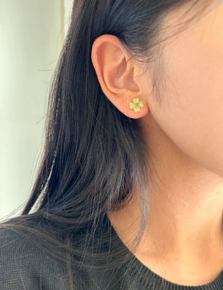 Piece Set Four-Leaf Clover Mini Earrings Pearl Earrings