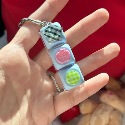 Checkered Star Tomato Keycap Button Keyring Click