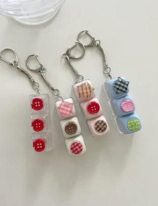 Checkered Star Tomato Keycap Button Keyring Click