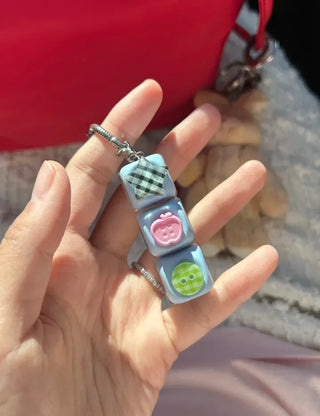 Checkered Star Tomato Keycap Button Keyring Click