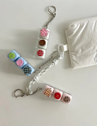 Checkered Star Tomato Keycap Button Keyring Click