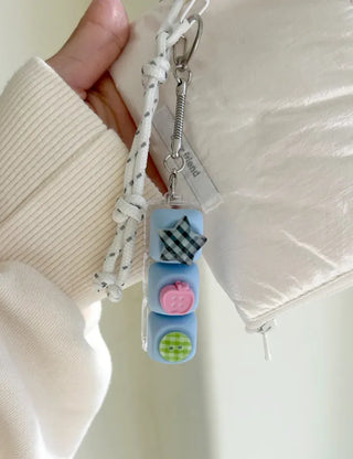 Checkered Star Tomato Keycap Button Keyring Click