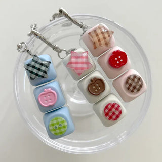 Checkered Star Tomato Keycap Button Keyring Click