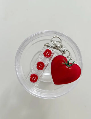 Checkered Star Tomato Keycap Button Keyring Click