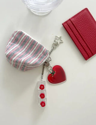 Checkered Star Tomato Keycap Button Keyring Click