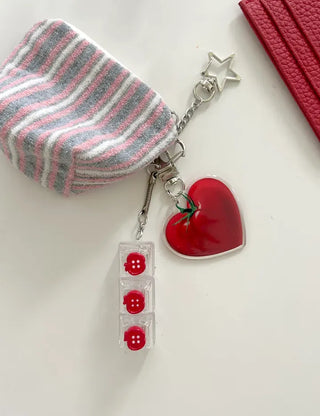 Checkered Star Tomato Keycap Button Keyring Click