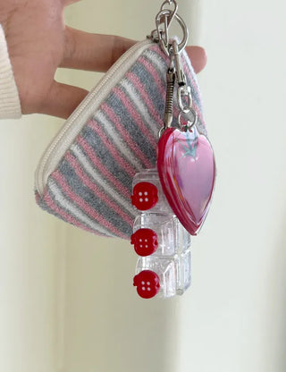 Checkered Star Tomato Keycap Button Keyring Click