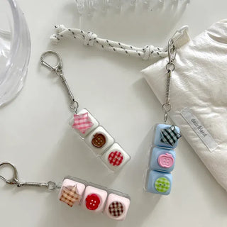 Checkered Star Tomato Keycap Button Keyring Click