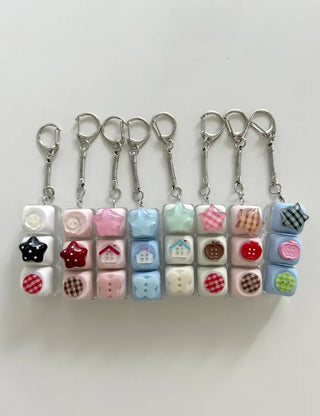 Checkered Star Tomato Keycap Button Keyring Click