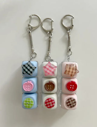 Checkered Star Tomato Keycap Button Keyring Click