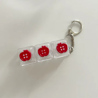 Checkered Star Tomato Keycap Button Keyring Click