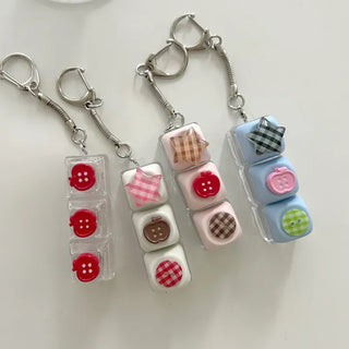 Checkered Star Tomato Keycap Button Keyring Click