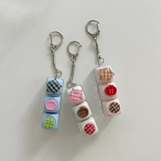 Checkered Star Tomato Keycap Button Keyring Click