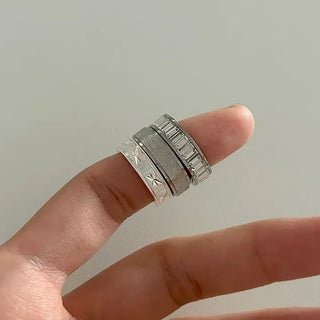 Surgical Steel Piece Bold Cubic Sanded Starlight Fashion Ring