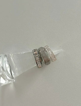 Surgical Steel Piece Bold Cubic Sanded Starlight Fashion Ring
