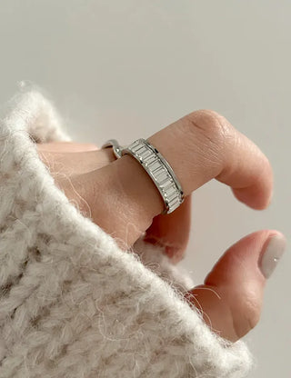 Surgical Steel Piece Bold Cubic Sanded Starlight Fashion Ring