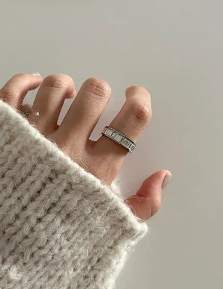 Surgical Steel Piece Bold Cubic Sanded Starlight Fashion Ring