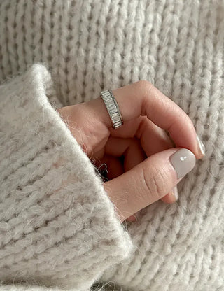 Surgical Steel Piece Bold Cubic Sanded Starlight Fashion Ring