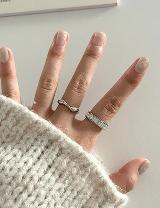 Surgical Steel Piece Bold Cubic Sanded Starlight Fashion Ring