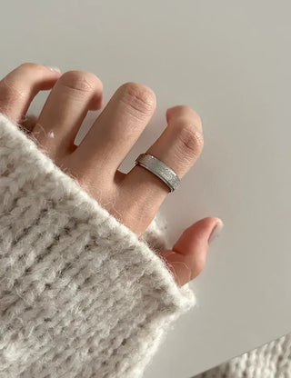 Surgical Steel Piece Bold Cubic Sanded Starlight Fashion Ring