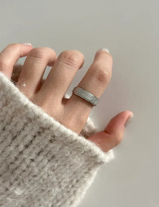 Surgical Steel Piece Bold Cubic Sanded Starlight Fashion Ring