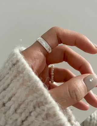 Surgical Steel Piece Bold Cubic Sanded Starlight Fashion Ring