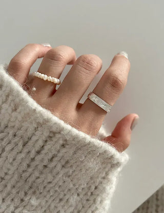 Surgical Steel Piece Bold Cubic Sanded Starlight Fashion Ring