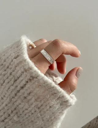 Surgical Steel Piece Bold Cubic Sanded Starlight Fashion Ring